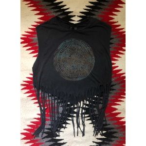 Mandala graphic fringe tank top